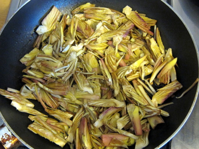 Artichokes added to other ingredients - don't forget a little salt