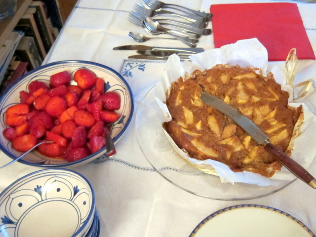 Deserts - an apple torta (I think that's the right term) and those great Italian strawberries