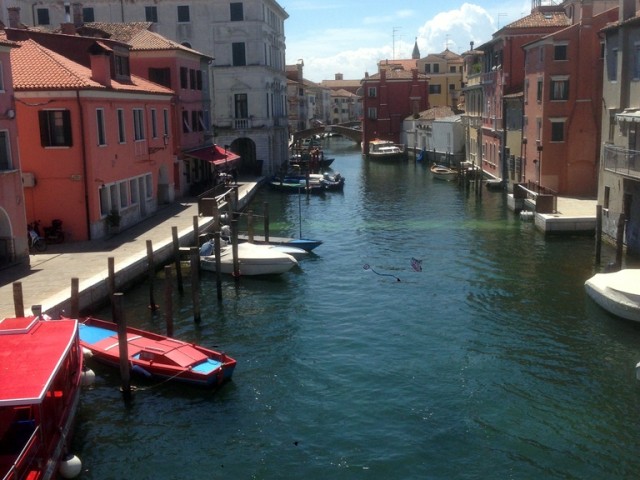 View of a canal from the bridge near the port