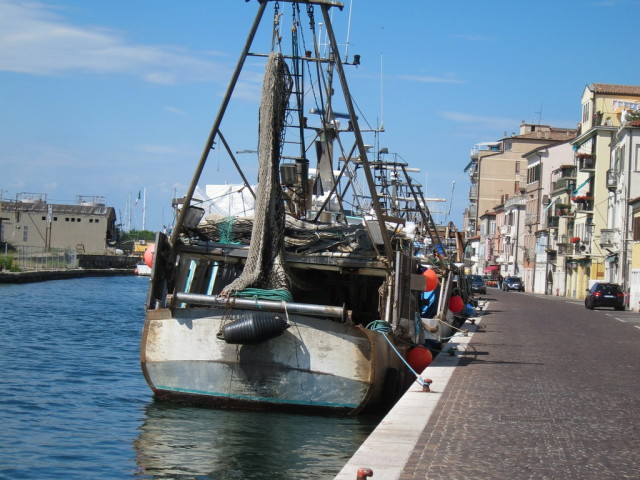 A line of boats. Not prettified boats for tourists obviously