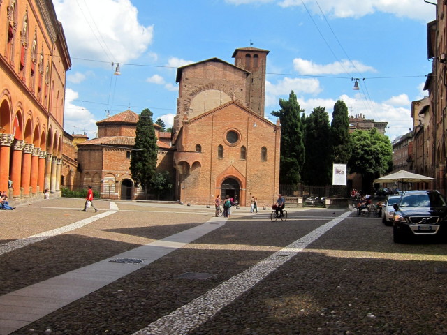 The piazza with the church in the background