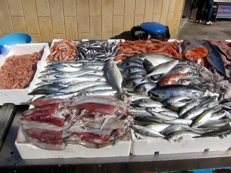 Part of the seafood selection in Galipoli